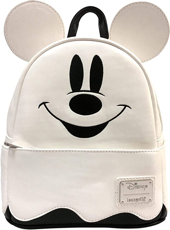 LOUNGEFLY Disney Halloween Ghost Mickey Mouse Glow In The Dark Mini Backpack