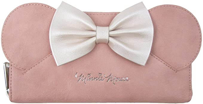 LOUNGEFLY x Disney Minnie Mouse Ears Bow Zip Around Wallet, Pink, One Size