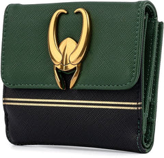 LOUNGEFLY Marvel Loki Hardware Wallet with Zip Coin Pouch