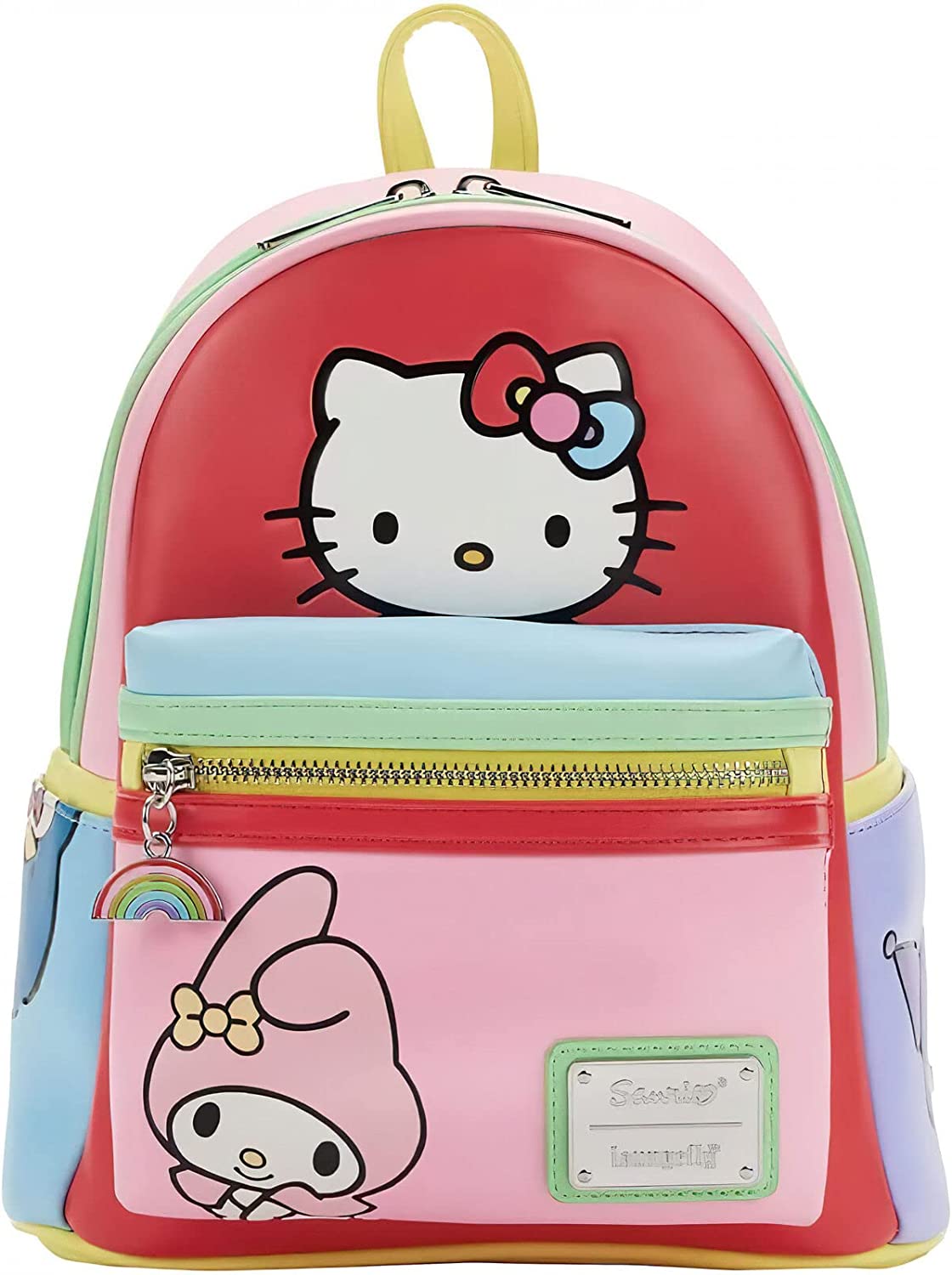 LOUNGEFLY Sanrio Hello Kitty and Friends Color Block Womens Double Strap Shoulder Bag Purse