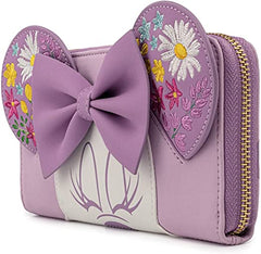 LOUNGEFLY Disney Minnie Holding Flowers Ziparound