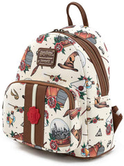 LOUNGEFLY Harry Potter Tattoo Art Cream Color Womens Double Strap Shoulder Bag Purse