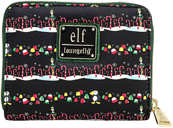 Loungefly Elf Buddy Candy Cane Forest Allover Print Zip Around Wallet