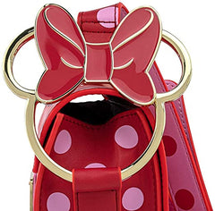 Loungefly Disney Minnie Mouse Pink Polka Dot Bow Strap Crossbody Bag