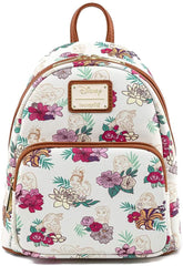 LOUNGEFLY Disney Princesses Floral Print Faux Leather Womens Double Strap Shoulder Bag Purse