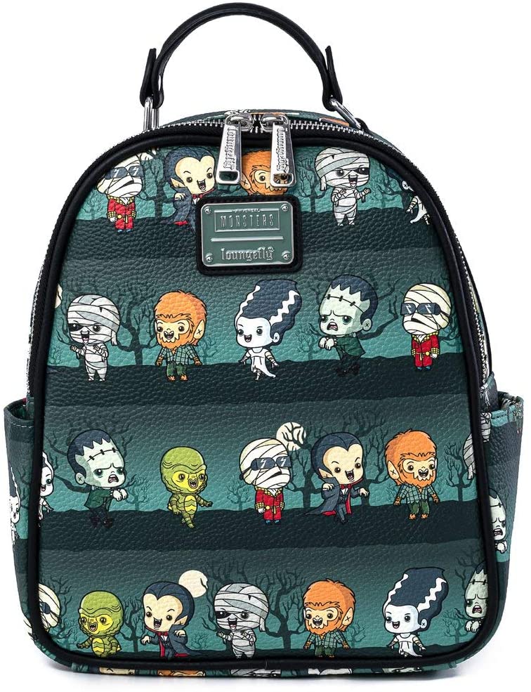 LOUNGEFLY Universal Monsters Chibi All Over Print Womens Double Strap Shoulder Bag Purse