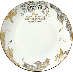 Harry Potter Marauder's Map Porcelain 16-Piece Set - Includes 4 Dinner & 4 Salad Plates, 4 Bowls And 4 Mugs - Quality White Dishware With Elegant Golden Design - Makes Muggle & Wizard Meals Magical