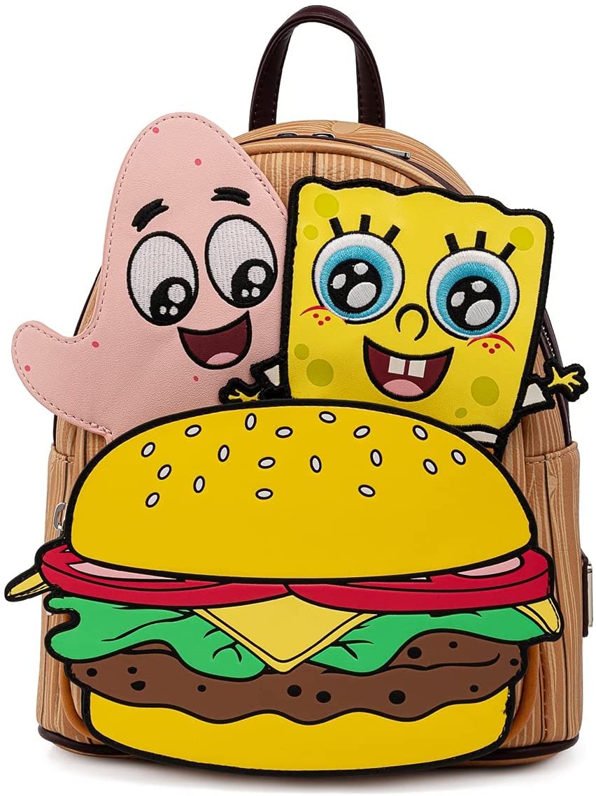 LOUNGEFLY Spongebob Squarepants Krabby Patty Group Womens Double Strap Shoulder Bag Purse