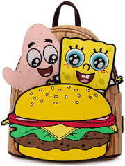 LOUNGEFLY Spongebob Squarepants Krabby Patty Group Womens Double Strap Shoulder Bag Purse