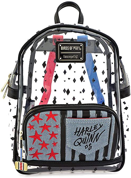 Loungefly Birds of Prey Harley Quinn Clear Mini Backpack
