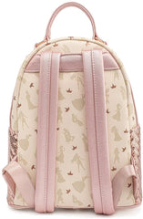 LOUNGEFLY Disney Ultimate Princesses All Over Print Sequin Womens Double Strap Shoulder Bag Purse
