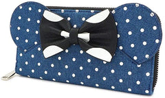 LOUNGEFLY x Minnie Mouse Denim Polka Dot Zip-Around Wallet