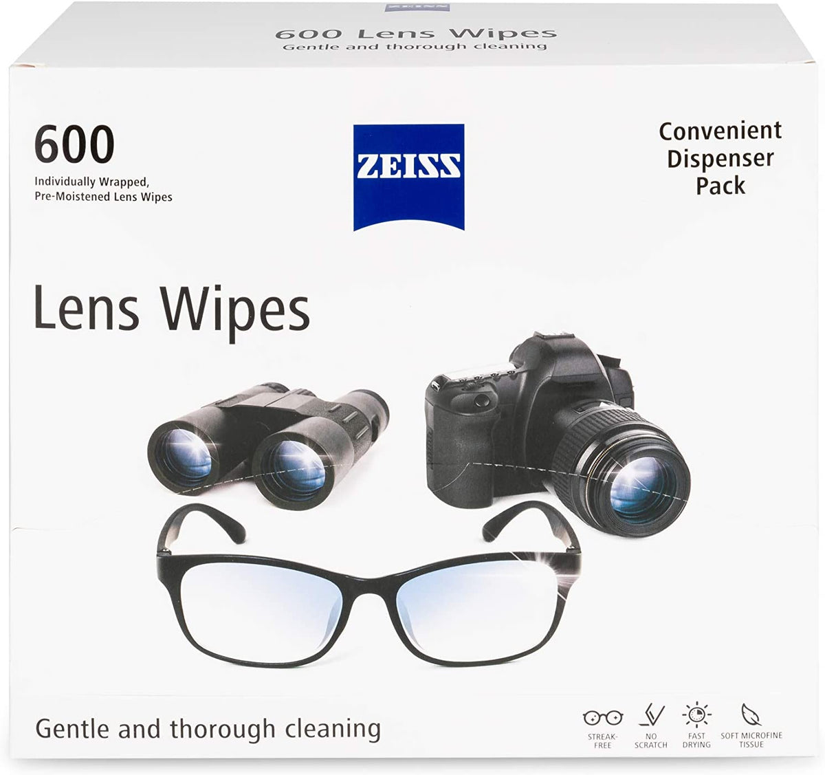 Zeiss Pre-Moistened Lens Cleaning Wipes, 6 x 5-Inches, 600 count