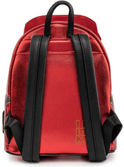 LOUNGEFLY Marvel Iron Man Light Up Mini Backpack Metallic Leather