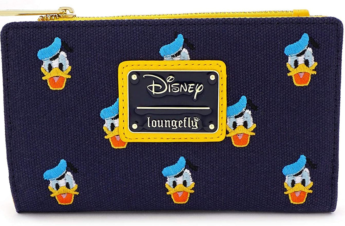 LOUNGEFLY x Disney Donald Duck All-Over Print Embroidered Canvas Zip Wallet
