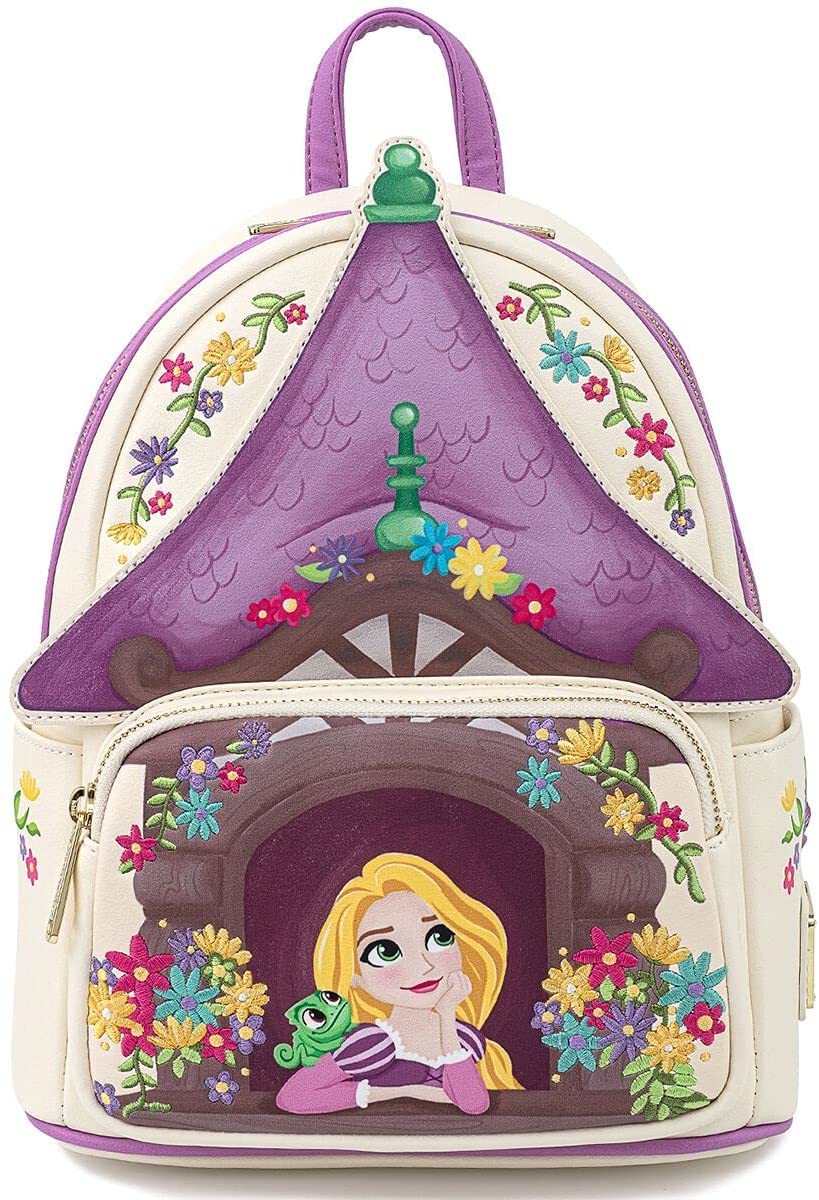 LOUNGEFLY Disney Tangled Tower Scene Womens Double Strap Shoulder Bag Purse