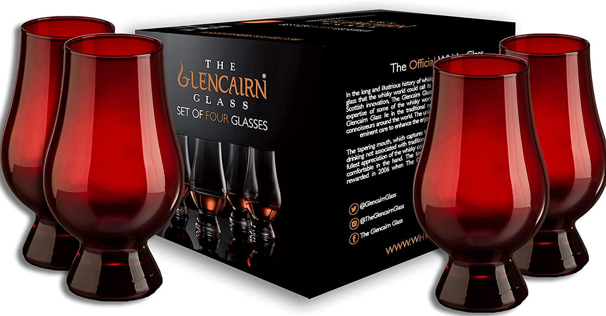 Red Glencairn Whisky Glass, Set of 4 in 4 Pack Gift Carton