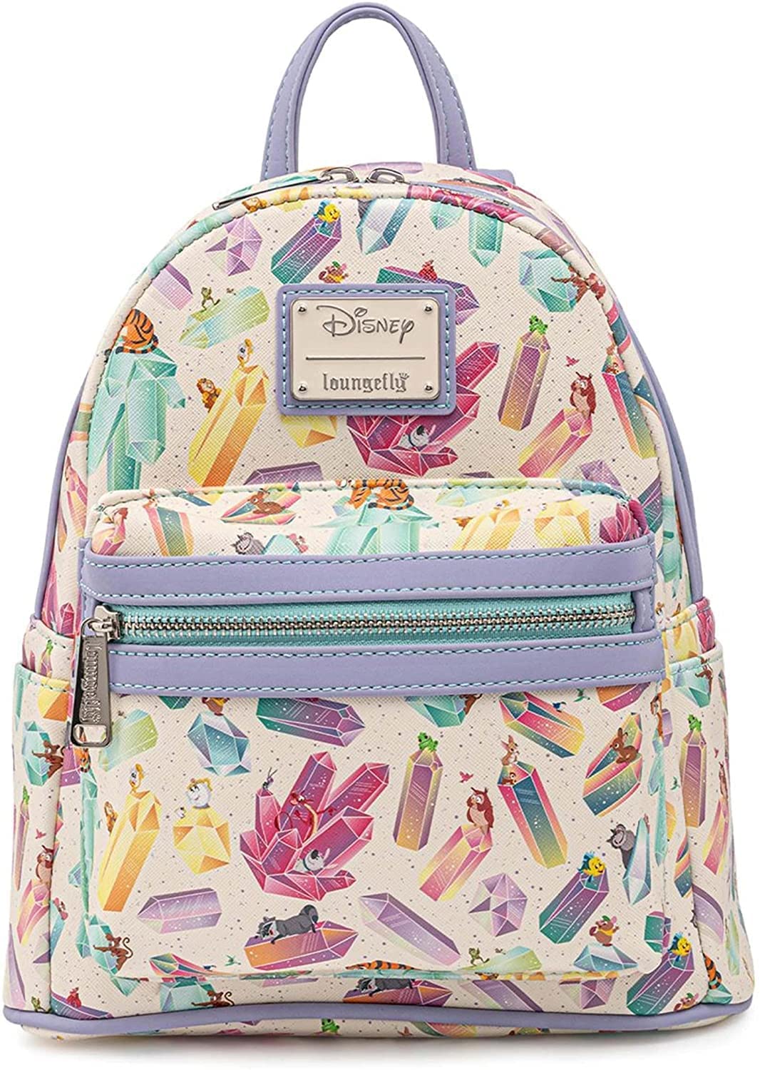 LOUNGEFLY Disney Crystal Sidekicks All Over Print Womens Double Strap Shoulder Bag Purse