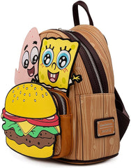 LOUNGEFLY Spongebob Squarepants Krabby Patty Group Womens Double Strap Shoulder Bag Purse