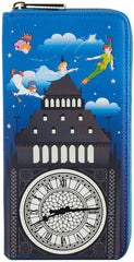 LOUNGEFLY Disney Peter Pan Glow Clock Zip Around Wallet
