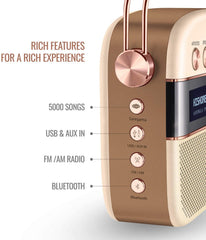 Saregama Carvaan 2.0 Portable Digital Music Player - Sound by Harman/Kardon (with 20,000 Songs) (with WiFi, Rose Gold Color)