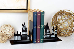 Harry Potter Hogwarts Castle Metal Bookends | Die Cut Metal Bookends with Hogwarts Castle Silhouette Glow in The Dark Design | Ideal for Harry Potter Book Collections