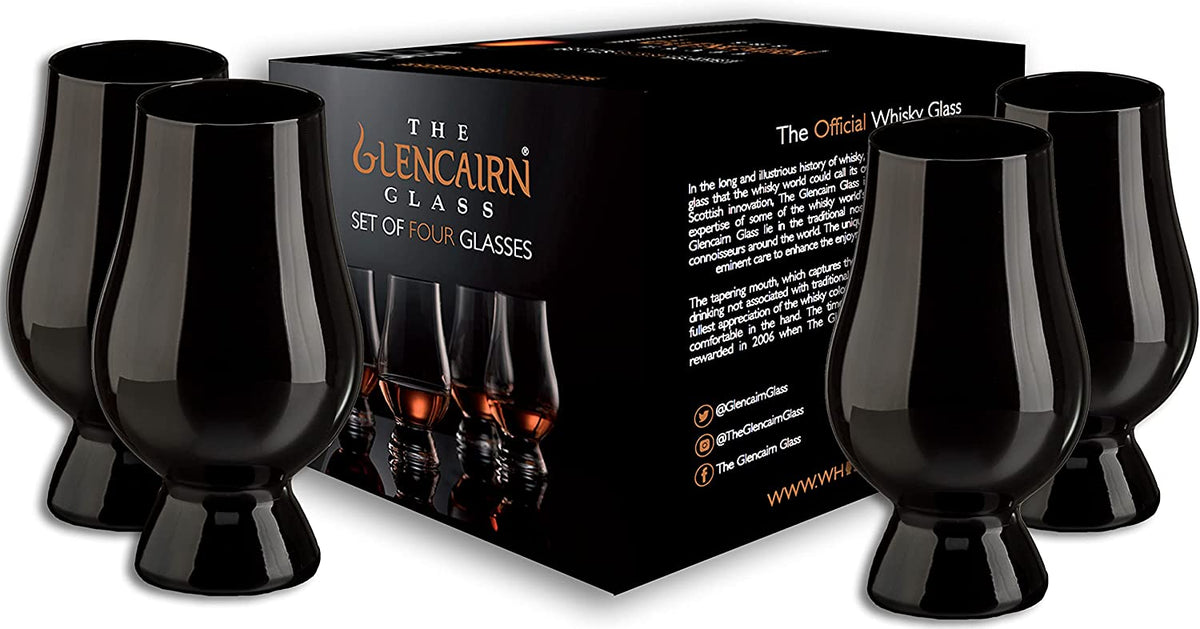 Black Glencairn Whisky Glass, Set of 4 in 4 Pack Gift Carton