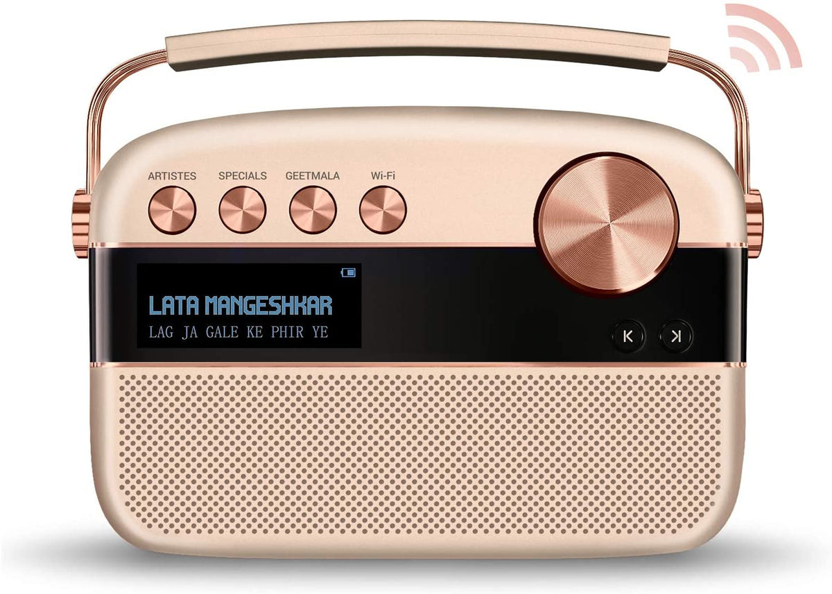 Saregama Carvaan 2.0 Portable Digital Music Player - Sound by Harman/Kardon (with 20,000 Songs) (with WiFi, Rose Gold Color)