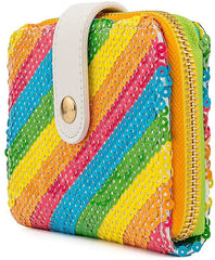 LOUNGEFLY Disney Sequin Rainbow Minnie Mouse Zip Around Wallet