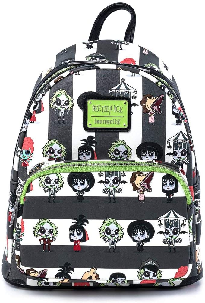 LOUNGEFLY Beetlejuice Chibi All Over Print Womens Double Strap Shoulder Bag Purse