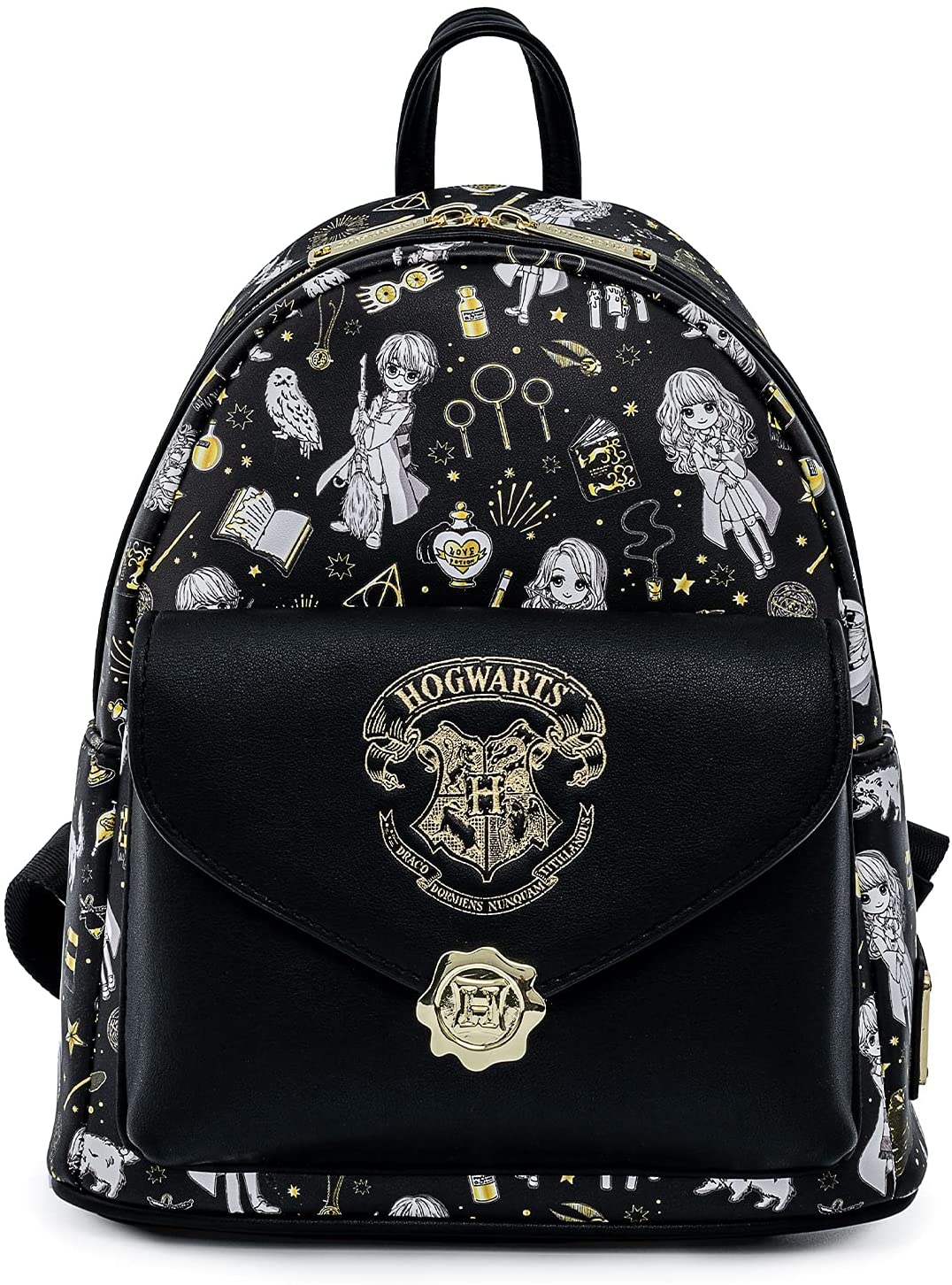 LOUNGEFLY Harry Potter Magical Elements All Over Print Womens Double Strap Shoulder Bag Purse