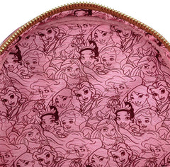 LOUNGEFLY Disney Princesses Floral Print Faux Leather Womens Double Strap Shoulder Bag Purse