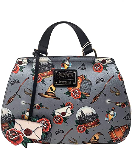 Loungefly Harry Potter Relics Tattoo All Over Print Crossbody Bag