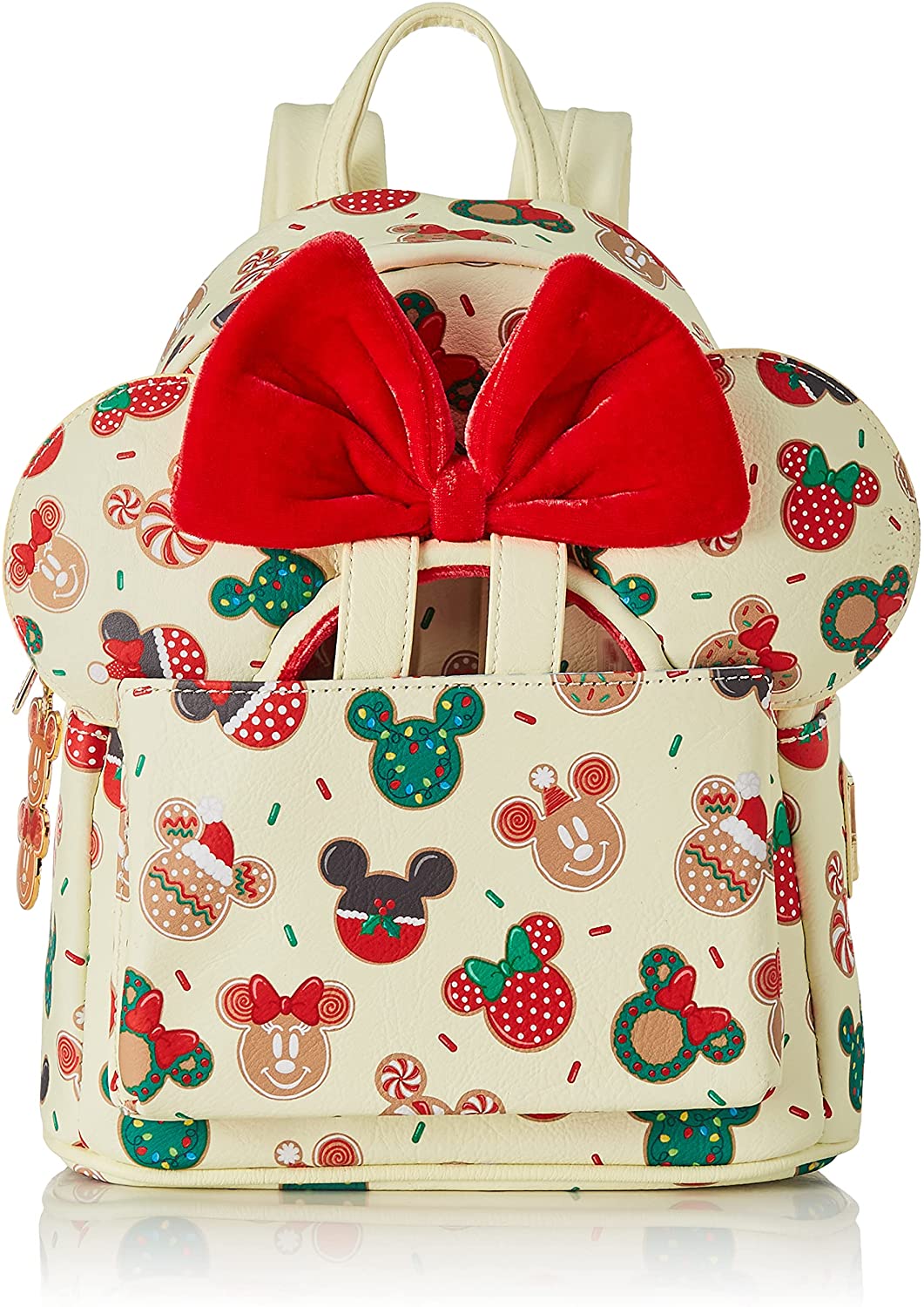 Loungefly Disney Christmas Mickey and Minnie Double Strap Shoulder Bag