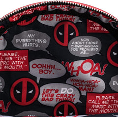 LOUNGEFLY Deadpool Merc with a Mouth Cosplay Womens Double Strap Shoulder Bag Purse