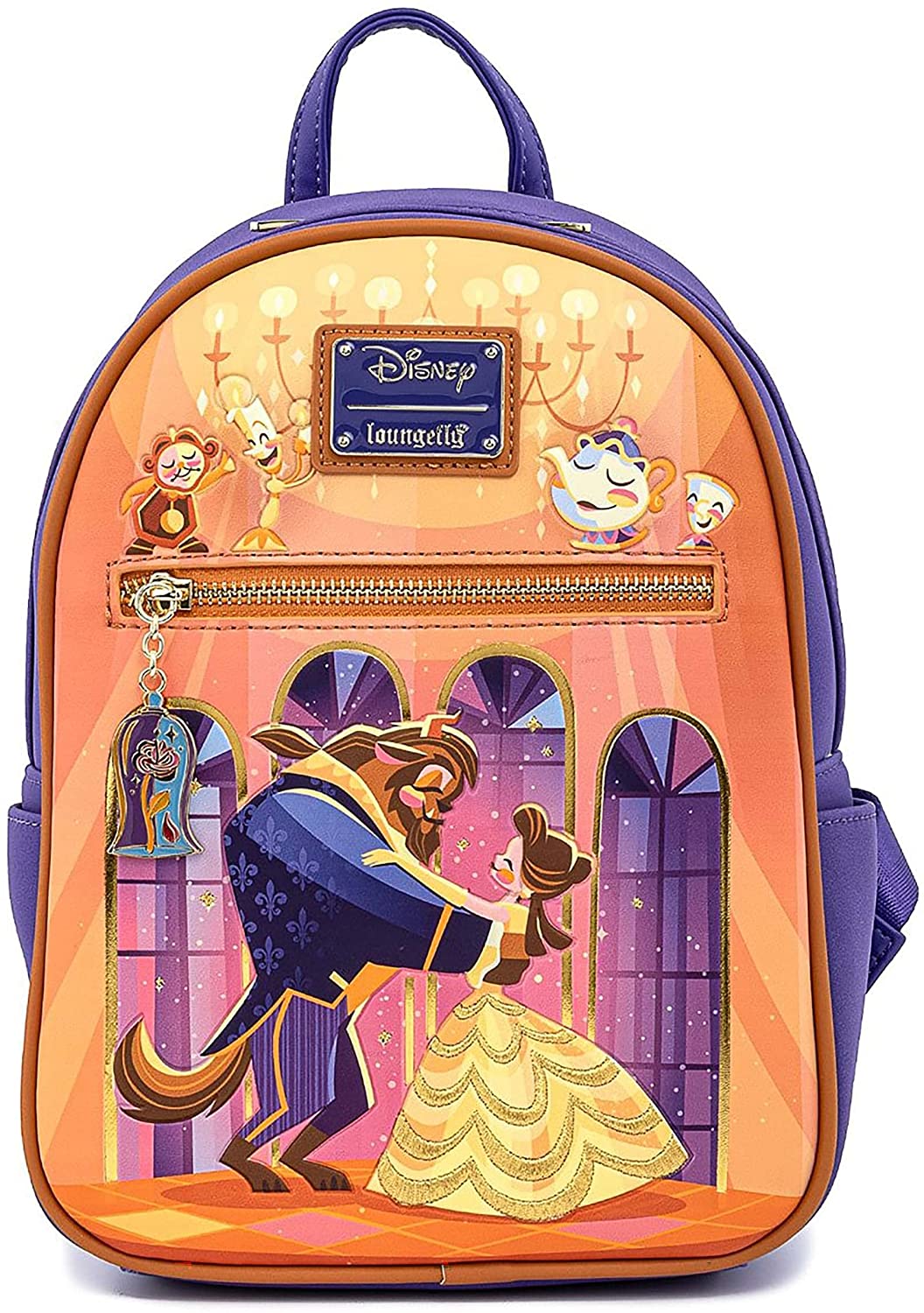 LOUNGEFLY Disney Beauty and the Beast Ballroom Scene Womens Double Strap Shoulder Bag Purse
