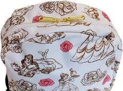 LOUNGEFLY x Disney Belle Princess Beauty Pink All Over Print Nylon Backpack