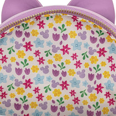 LOUNGEFLY Disney Minnie Mouse Holding Flowers Womens Double Strap Shoulder Bag Purse