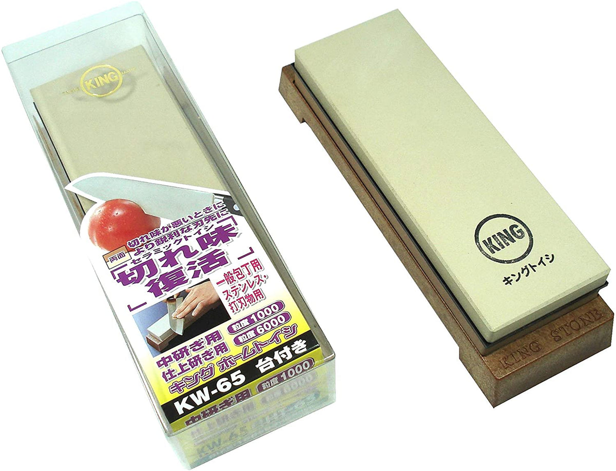 KING KW65 1000/6000 Grit Combination Whetstone with Plastic Base