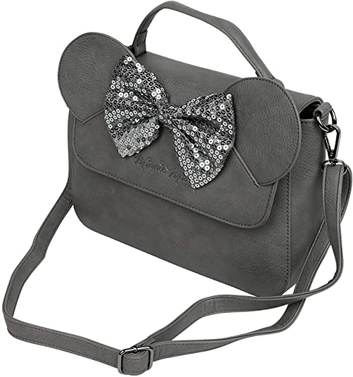 Loungefly Minnie Mouse Sequin Bow , Grey, 11.5" x 8.5" x Crossbody Bag