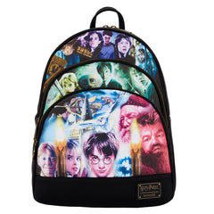 LOUNGEFLY Harry Potter Trilogy Triple Pocket Womens Double Strap Shoulder Bag Purse