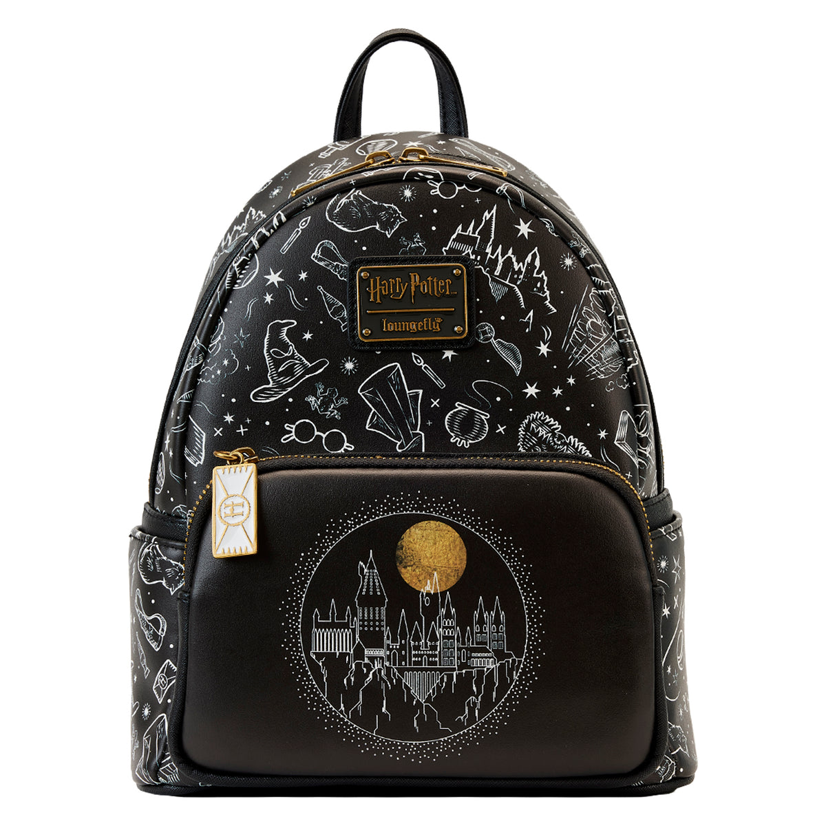 LOUNGEFLY Harry Potter Expecto Elements All Over Print Black Women's Double Strap Shoulder Bag Purse