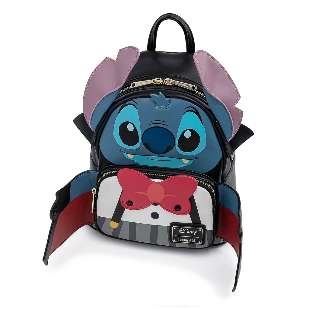 LOUNGEFLY Disney Vampire Stitch Bow tie Mini Backpack