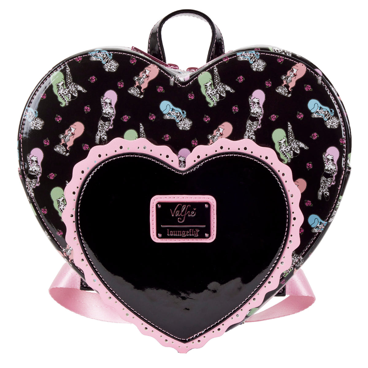 LOUNGEFLY Valfre Double Heart Mini Backpack Women's Double Strap Shoulder Bag Purse