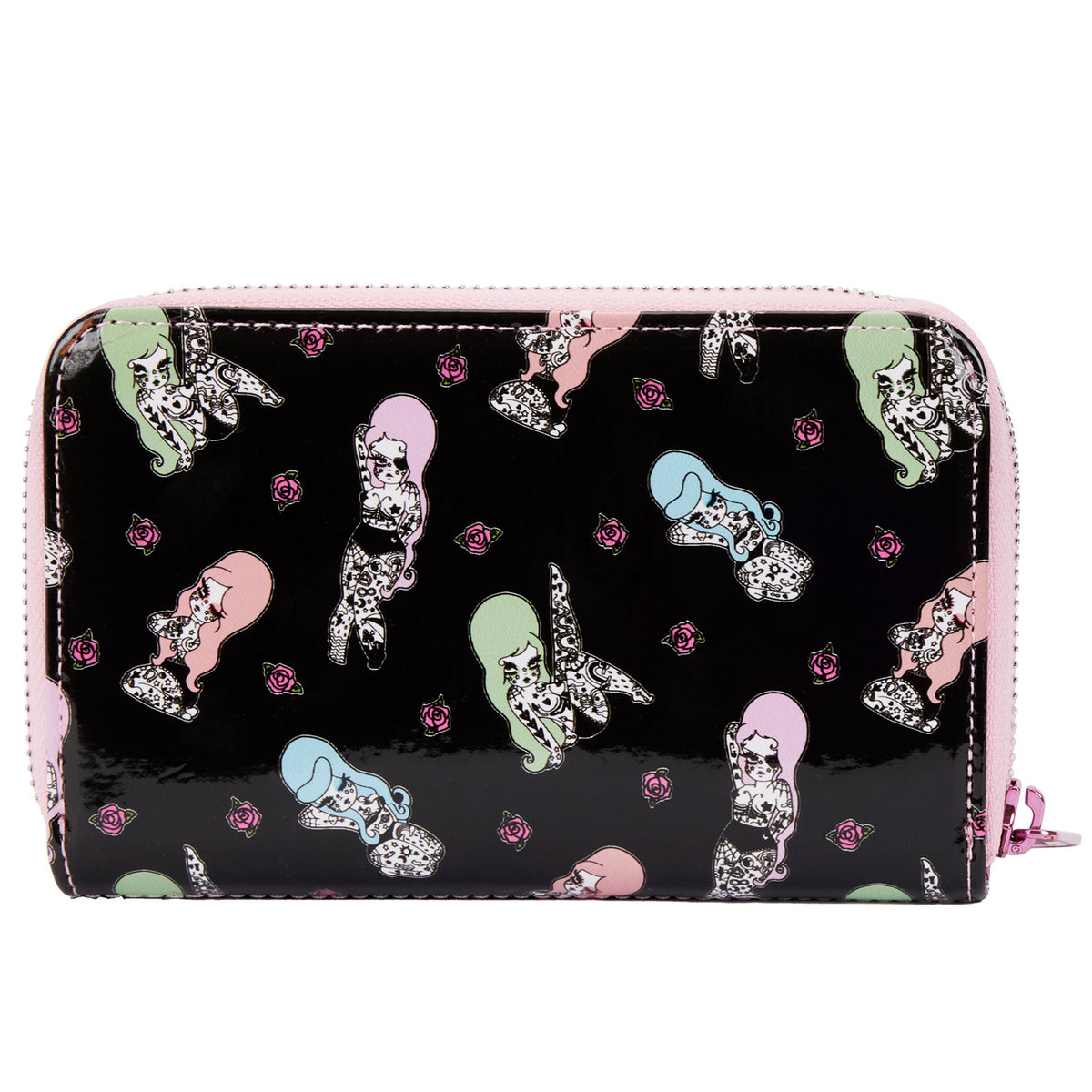 LOUNGEFLY Women's Valfre Tattoo Allover Print Zip-Around Wallet