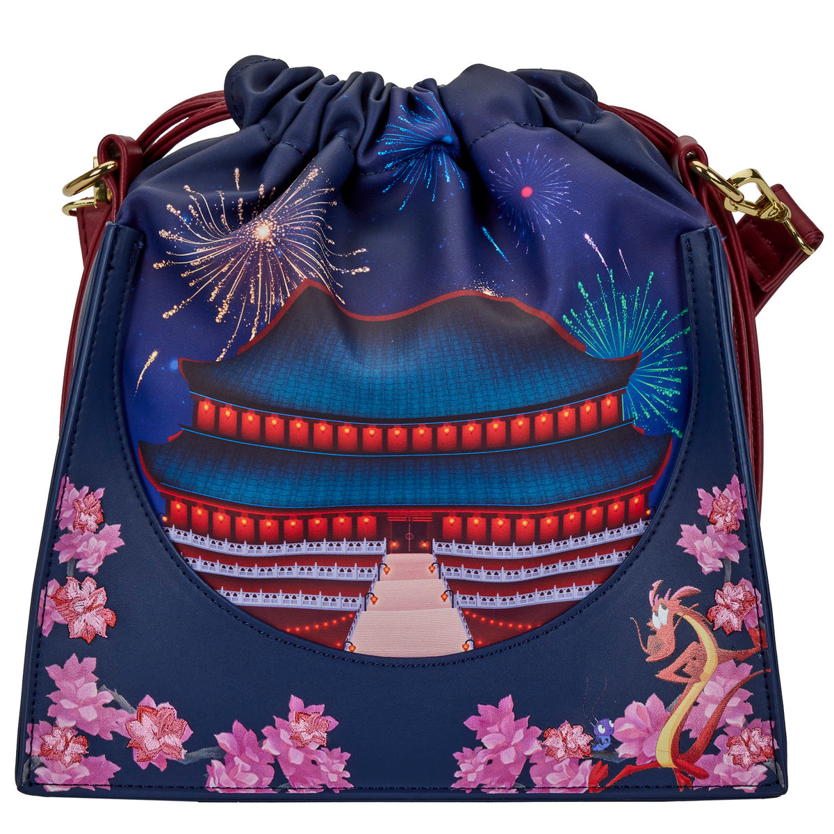 LOUNGEFLY Disney Mulan Castle Cinch Sack Crossbody Bag Mulan One Size
