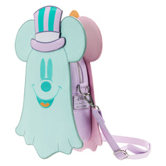 LOUNGEFLY DISNEY PASTEL GHOST MINNIE AND MICKEY GITD DOUBLE SIDED CROSS BODY BAG