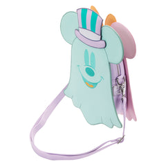 LOUNGEFLY DISNEY PASTEL GHOST MINNIE AND MICKEY GITD DOUBLE SIDED CROSS BODY BAG