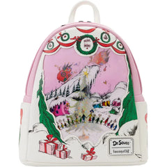 LOUNGEFLY Dr Seuss How the Grinch Stole Christmas Lenticular Scene Double Strap Shoulder Bag