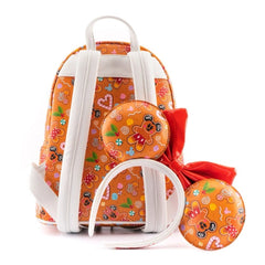 LOUNGEFLY Disney Christmas Gingerbread AOP Women's Double Strap Shoulder Bag Purse with Ears Headband